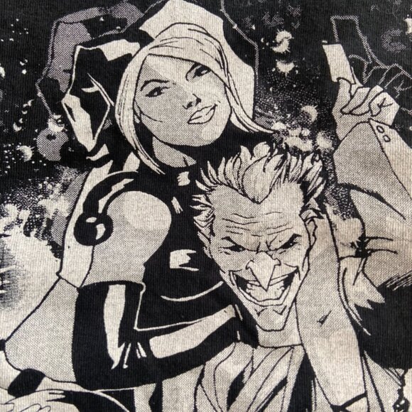 Unisex Retro Cartoon Joker Harley Quinn DC Comics Halloween Goth Black T Shirt - Picture 12 of 12